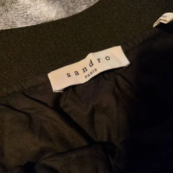 Sandro Paris Windowpane Smocked Midi Skirt Asymmetrical Lined Stretch Skirt - Picture 8 of 11